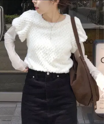 CAPRICIEUX LE'MAGE 미니 퍼 튤 상의