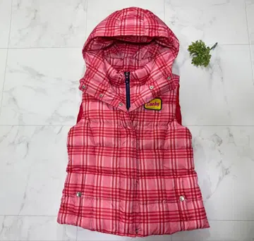 M 사만다 타바사 골프 No.7 다운 베스트 체크 무늬 골프 핑크 빨간색