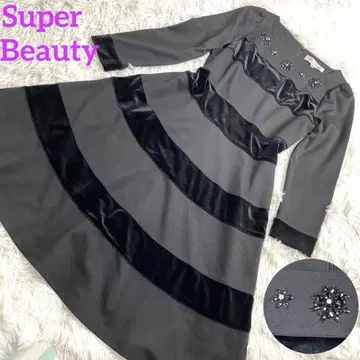 슈퍼 뷰티 컨디션 최상 다른 소재 도킹 원피스 비쥬 벨로아