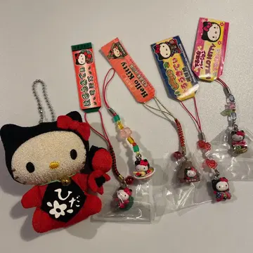 헬로키티 키티 지역 한정 스트랩 봉제 인형 묶음 판매 헤이세이 레트로