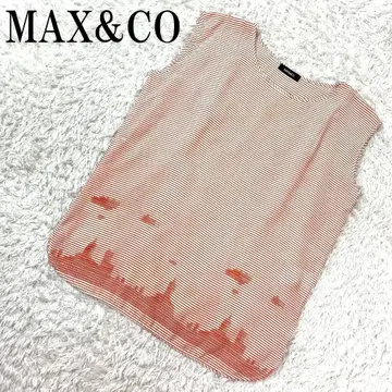 MAX&CO 슬리브리스 블라우스 실크 100% 레드 보더 38 B868