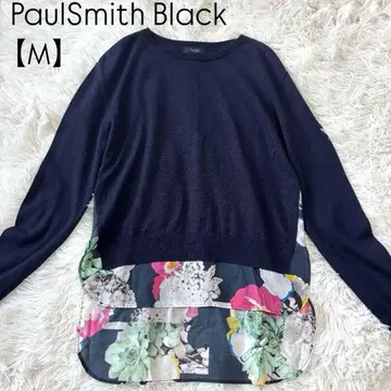 폴스미스 블랙 네이비 M 플라워 프린트 도킹 니트