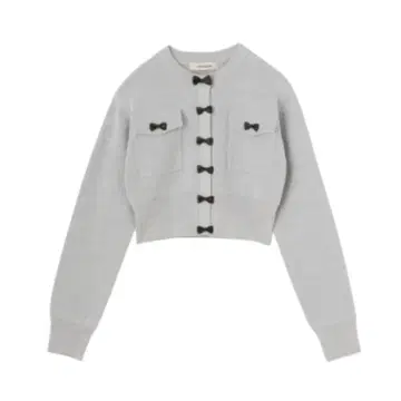 리본 컴팩트 가디건 그레이