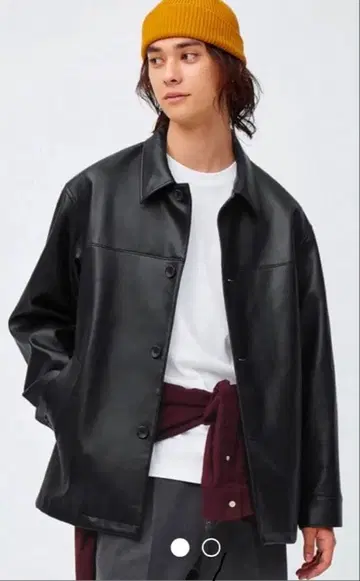 GU 페이크 레더 자켓 XL 카 코트