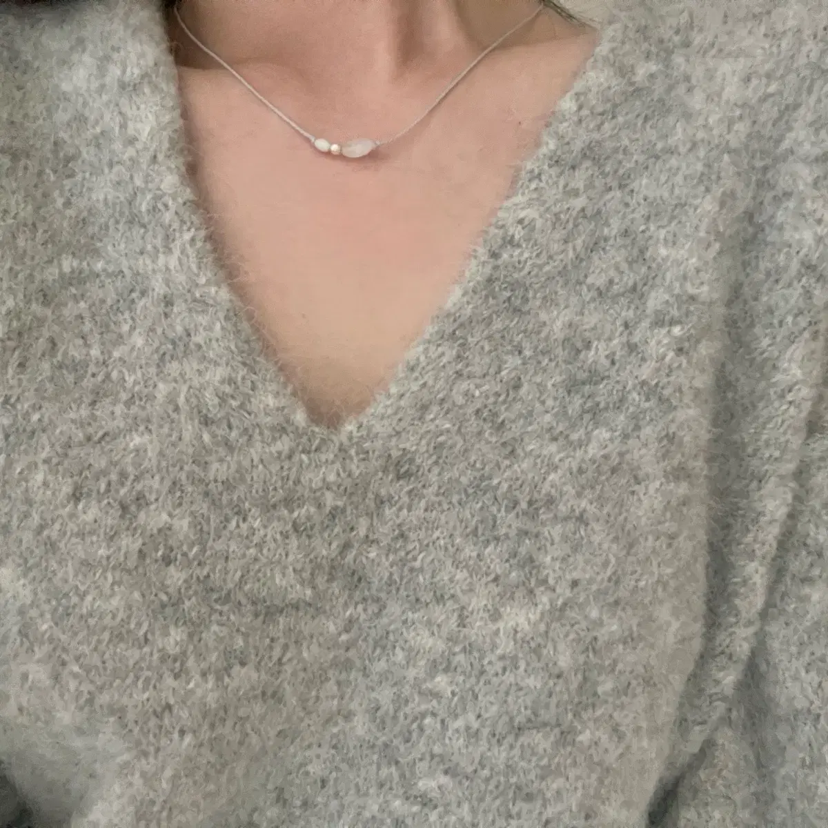 AMOMENTO | 아모멘토 Cafe Noir No Promise Alpaca Deep V Knit / Mundal / Amomento  on Bunjang Global Site.