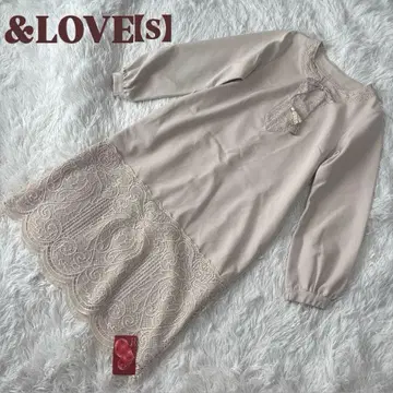 안 드 러브 베이지 레이스 장식 긴팔 원피스