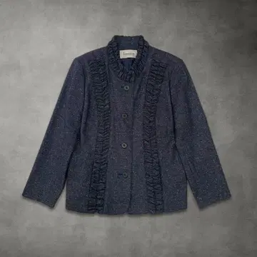 노카라 자켓 프릴 여성용 빈티지 (네이비 M)