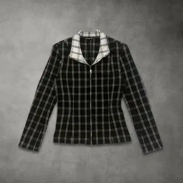 Y2K 체크 테일러드 자켓 lemon tee 블랙 FREE