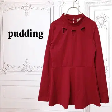 [푸딩] 티셔츠 [S] 레드 무지 컷 아웃 플레어