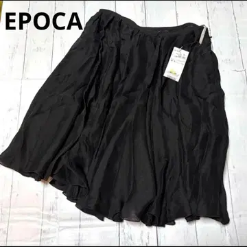 택 포함 새상품 EPOCA 실크 100% 블랙 시어 플리츠 스커트 L
