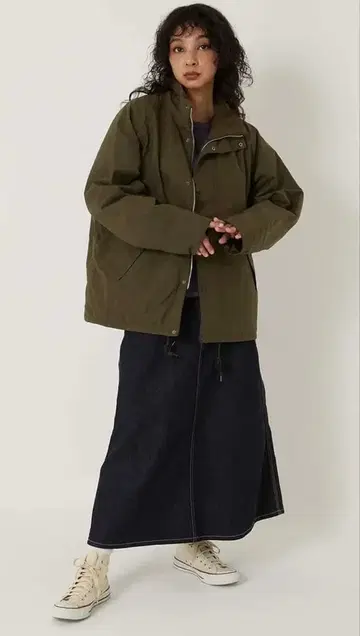 LENO 필드 코트 올리브 오일드 코튼 남성용