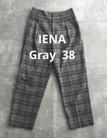 IENA 그레이 체크 와이드 팬츠 슬랙스 M