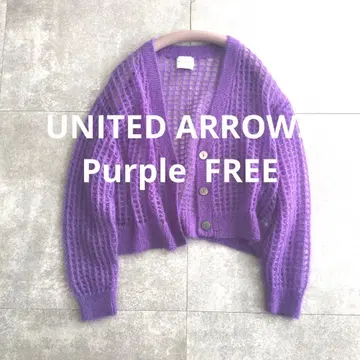 UNITED ARROWS 퍼플 모헤어 메쉬 가디건