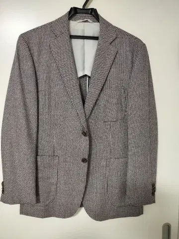 새상품급 Mitsumine 비즈니스 자켓 화이트 블랙 체크