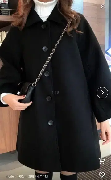 [ 새상품급! ] yuue 벌룬 슬리브 오버 사이즈 코트 블랙 S 사이즈