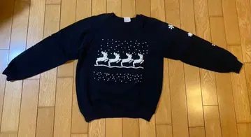 80s 블랙 맨투맨 크리스마스 Hanes 택 구제 의류 빈티지