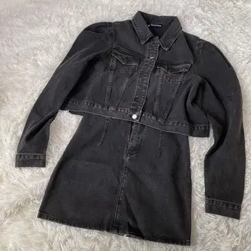 [ Day Closet ] 블랙 데님 자켓+스커트 셋업(S)