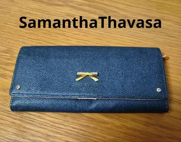 사만다 타바사 쁘띠 초이스 장지갑 리본 모티브 스톤 네이비