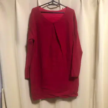 레드 V넥 니트 원피스 긴팔