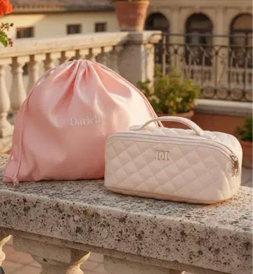 Darich 핑크 퀼팅 파우치 세트