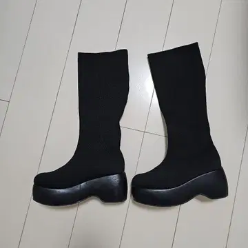 CHIKO 통굽 니트 스트레치 롱 부츠