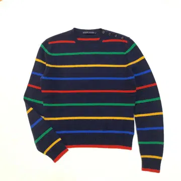 랄프 로렌 보더 컬러풀 캐시미어 혼방 긴팔 니트 스웨터 L 사이즈