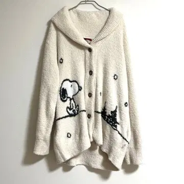 스누피 패널 자카드 숄 가디건