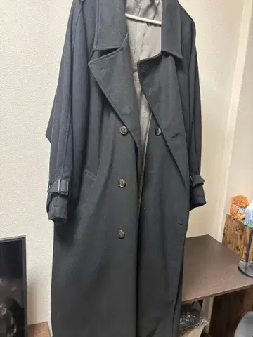 블랙 울 혼방 트렌치코트 (CasperJohn)