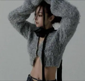 MELTTHELADY cropped loose cardigan grey