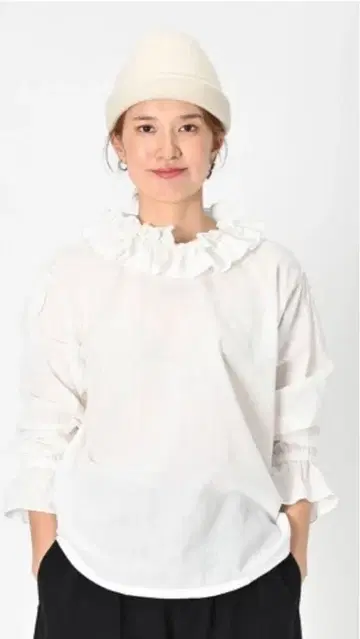 45R 인도 카디 프릴 칼라 티셔츠