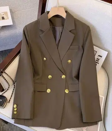 올리브 그린 더블 브레스트 테일러드 자켓