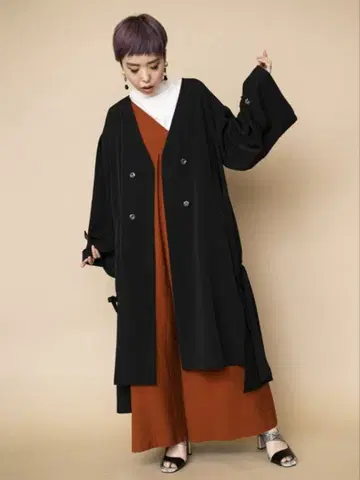 osmosis 더블 브레스트 백 개더 코트