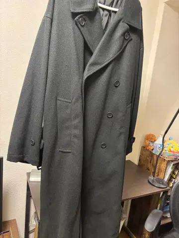 블랙 더블 브레스트 체스터 코트 (ADMIX)