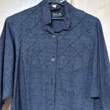 네이비 버튼업 셔츠 드레스 전통적인 카스리 소재