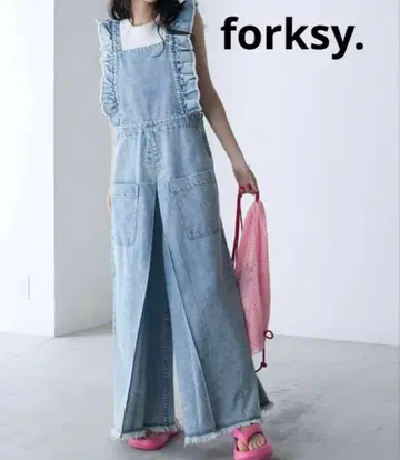forksy. 데님 프릴 와이드 살로펫