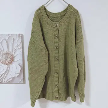 CLASSICALELF 버튼 니트 가디건 올리브 그린 S