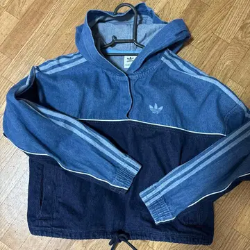 adidas 후드 부착 후드티 데님 블루/네이비