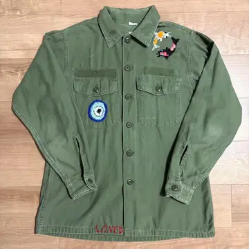 60s US.ARMY 유틸리티 셔츠 밀리터리 셔츠 자수