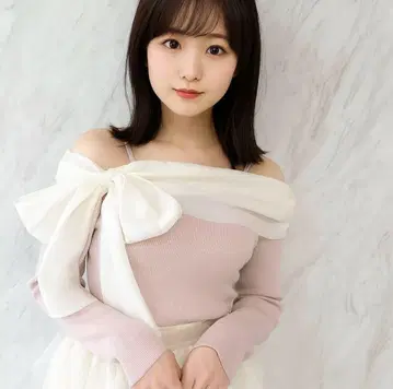 다즐린 빅리본 오프숄더 니트 풀오버 핑크 FREE