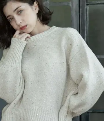 OPAQUE.CLIP 스팽글 라메 미들 게이지 니트