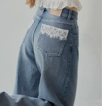 [ chico ] 포켓 레이스 와이드 데님