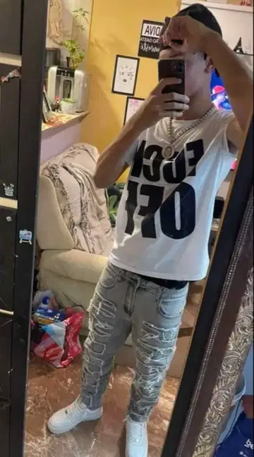 US UK drip hip hop 그레이 데미지 스키니 드릴 y2k