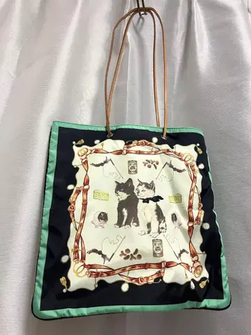 캐세리니 고양이 모티브 스카프 토트백