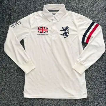 어드미럴 골프 버튼 다운 긴팔 피케 셔츠 골프웨어 화이트 LL