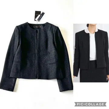 23AW 미사용 리플렉트 세레모니 자켓 노카라 트위드 블랙