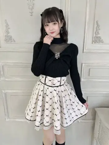 couture by rojita 시어 데콜테 트위스트 리본 니트 블랙