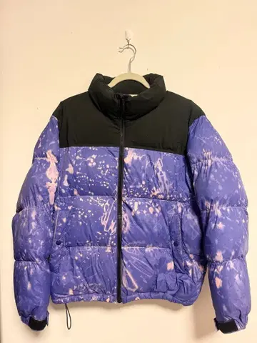다운 자켓 보라색 핑크 타이다이 S-M 사이즈