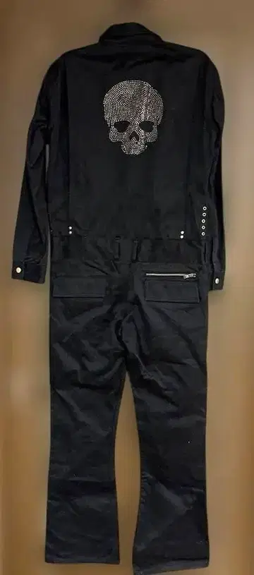 스컬 디자인 해골 블랙 오버롤 작업복