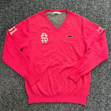 러프앤스웰 캐시미어 100% 니트 골프웨어 핑크 x 그레이 L