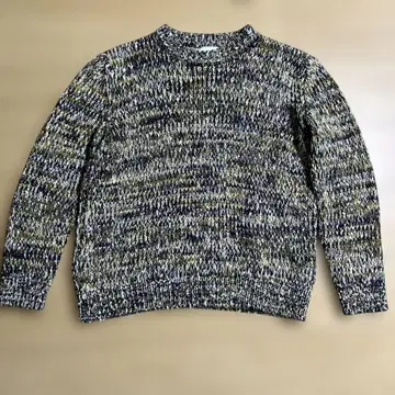 UNITED TOKYO 믹스 니트 풀오버 네이비 화이트 M